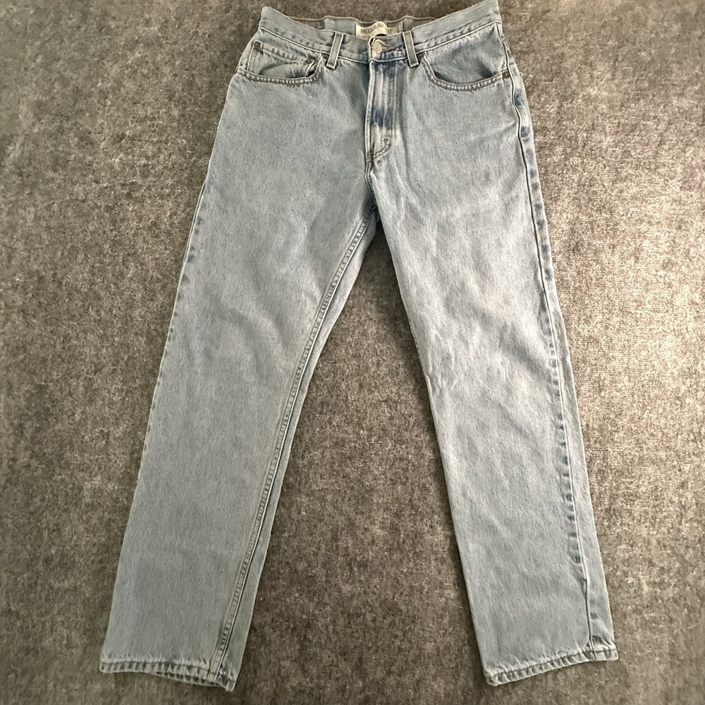 Levis 505 Mens 32x32 Regular Fit Straight Leg Light Wash Blue Denim Jeans Y2K 07